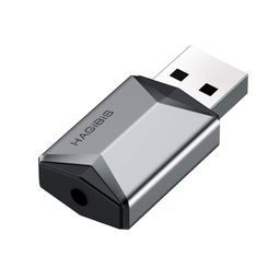 Hagibis USB External Sound Card Adapter Alloy 2 in 1 USB to 3.5mm AUX TRRS Headphone and Microphone Jack Audio Adapter Mic Stereo Sound Card for Windows, Mac, PC, Laptops, Desktops, PS4, PS5 (Grey) image 1