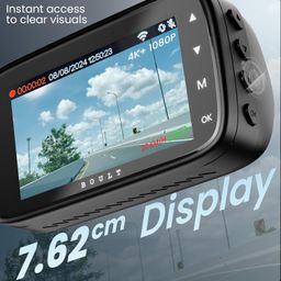boult goBoult Cruisecam X5 Pro GPS Dashcam with 4K + 8MP (Front) & 1080p + 2MP (Rear) Recording, App Control, 140° Wide FOV, 3" LCD Screen, GPS Logger, Night Vision, Sony IMX415 Sensor Dash Camera for car image 4