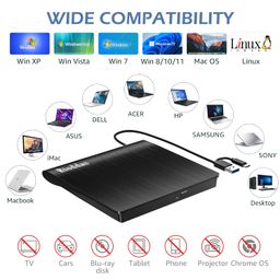 rioddas Disk Duplicator External DVD Drive USB 3.0 Type C Portable CD DVD +/-RW Optical Drive Player DVD/CD ROM Burner Reader Writer Compatible with Laptop Desktop PC Windows Linux OS Apple Mac MacBook image 4