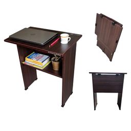 Urbain Home Folding Study Table I Multipurpose Foldable and Portable Laptop Desk I No-Assembly Computer Table for Home Office I Engineered Wood Table with Bookshelf (Matte Finish, Dark Rosewood) image 1