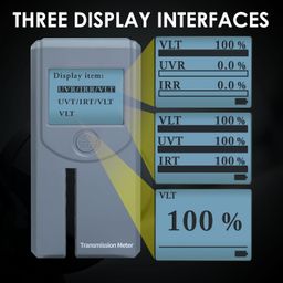 Tint Meter Portable Window Tint Meter Automatic Rotating Screen Window Tint Tester, Automatic Calibration, Measuring VL(Visible Light) UV IR Transmittance and Rejection of Windows, Solar Window Film image 4