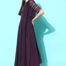lymi label Gown For Women - Georgette Matt Sequence Embroidery Regular Fit A-Line Gown With Attached Dupatta For Women image 4