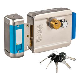 HAWK VISION Stainless Steel Anti-Theft High Security Double Lock With Inside & Outside Operation - 5 Computerized Keys, 12-24V DC Electronic Main Door Lock Security System image 1