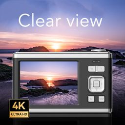 ljcm HD 4K Digital Camera, 16X Digital Zoom Built in Flash Small Portable Digital Camera Dual Lens Autofocus Dual Screen for Vlog for Teens (Black) image 5