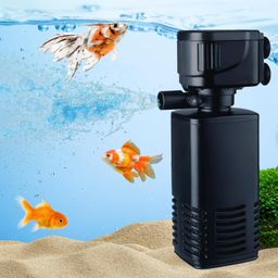 4-in-1 Aquarium Filter Pump, Submersible, Silent Oxygen & Water Circulation System with LED Light, Energy-Efficient Fish Tank Filter for Freshwater, Marine & Turtle Tanks image 1