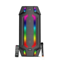 Intex Boombox 80W DJ Party Speaker | Upto 3 Hour Playback Time & Wireless Karaoke Mic | 7 Mode RGB Lights, Dynamic Bass and Sound Effect | LED Display, TWS Function & Remote Control (Black) image 1