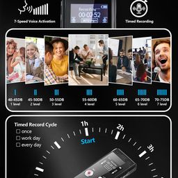 crosseagle 64GB Digital Voice Activated Recorder with Playback - 4552 Hours Audio Recording Device, 3072Kpbs HD Dual MIC Tape Recorder Device for Lecture A-B Repeat, MP3 Player, Password,【64GB TF Card Included】 image 5