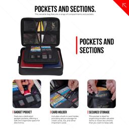 fatmug Document Organiser Multi-Layer Portable Files Storage Bag for Home Office with Lock - Black image 5