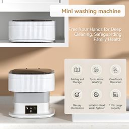 SeMi AuToMaTiC pOrTaBlE MiNiWaShInG MaChInE, 11L cApAcItY MiNi wAsHiNg mAcHiNe FoLdAbLe wAsHeR wItH 3 DeEp cLeAnInG MoDeS FoR UnDeRwEaR image 2
