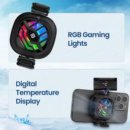 Portronics Cool XG Instant Magnetic Mobile Cooler With Adhesive Metal Plate, Radiator Cooling, 3 Chill Mode, Temperature Display, Gaming Fan, Refrigeration Chip,Compatible With Android & iphone(Black) image 2