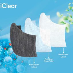 oxiclear Handloom Linen Anti-Pollution Face Mask, 3-Layer Super Breathable, Washable & Reusable image 3