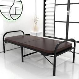 honey touch Honey Touch® Metal Folding Bed Single Size with Double Layer Mattress for Sleeping Guest Bed Easily Storable - Matte Finish,Brown (Double Layer Foam, 3 ft x 6 ft) image 1