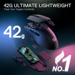 Redragon M724 Wired Gaming Mouse, 42G Ultra-Light 12,400 Max DPI Optical Gaming Mouse with 5 Programmable Buttons, Ergonomic Natural Grip Build, Software Supports DIY Keybinds & DPI, Black image 5