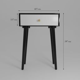 ETIQUETTE ART Modern Bedside Table with Solid Wood Legs, Minimalist and Practical End Side Table with Drawer Storage, Easy Assembly (White) image 2