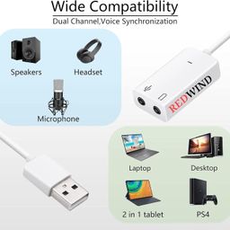 chicxtra USB Sound Adapter7.1 Channel LED Indicator External Audio Stereo Sound Card Converter 3.5mm AUX Microphone Jack for Gaming Headset Earphone PS4 Laptop Desktop Windows Mac OS Linux(Plug N Play) image 4