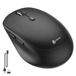 iclever Wireless Mouse, MD165 Dual Mode Wireless Mouse, Bluetooth Type-C Rechargeable Mouse, 2.4G Wireless Computer Mice with USB Receiver, 3 Device Connection for Windows 7/8/10, Mac, iOS, Android image 1