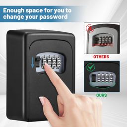AMMIY Key Lock Box Wall Mounted,4 Digit Combination Weatherproof Lockbox For Outside House,5 Keys Large Capacity Lockbox,Key Safe Security Storage Lock Box With Resettable Code (Black) image 4