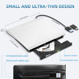 Ziweo External DVD Drive USB 3.0 Type-C Portable CD DVD +/-RW Drive for Laptop DVD Player CD ROM Rewriter Burner Compatible with Laptop Desktop PC Windows MacBook Mac Linux Mac OS Upgrade White image 5