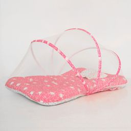 TIDY SLEEP Baby Bed with Mosquito Net & Neck Pillow, Baby Gadda Set for New Born(Pink)-17