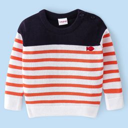 Babyhug Full Sleeves Pullover Sweater with Striped Design - Red & White-22