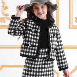 Mark & Mia Full Sleeves Party Jacket with Shorts Check Design - Black-image-82