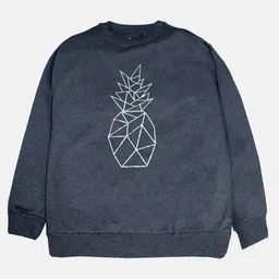 Kiddopanti Full Sleeves Placement Pineapple Printed Sweatshirt - Grey Melange-picture-21
