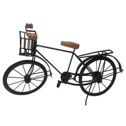 Desi Karigar Black Wooden And Wrought iron Model Cycle With Little Basket-picture-36