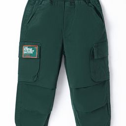 Little Kangaroos Woven Full Length Solid Color Cargo Jeans with Pockets - Dark Green-image-23