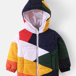 Babyhug Woven full Sleeves Padded Hooded Jacket With Colour Block Design - Multicolour-image-41