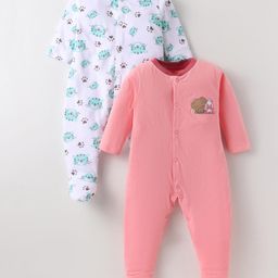 OHMS Single Jersey Knit Full Sleeves Sleep Suit with Cub Print - White-image-74