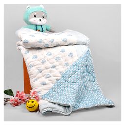 Mom's Home Organic Cotton Quilt Elephant Print - White & Blue-image-31