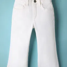 UCB Cotton Woven Full Length Solid Coloured Jeans - White-picture-31