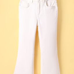 UCB Woven Full Length Solid Color Flared Jeans - White-image-81