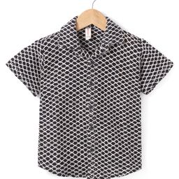 Dapper Dudes Half Sleeves Crochet Embroidered Shirt - Black-picture-6