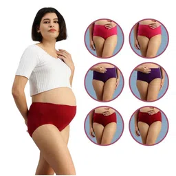 Morph Cotton Spandex Pack Of 6 Solid Maternity Hygiene Panties - Maroon Magenta & Dark Pink-picture-42
