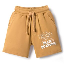 Taeko Single Jersey Knit Knee Length Shorts with Skating Print - Bronze-image-81