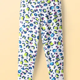 Pine Kids Cotton Lycra Knit Full Length Leggings with Cheetah Print - White-picture-24