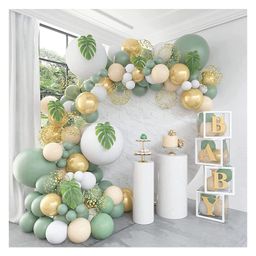 Bubble Trouble Party Decoration Balloon Arch Kit White Green & Gold - Pack of 61-image-34