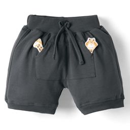 Mini Taurus 100% Cotton Knee Length Shorts With Animal Print - Charcoal Grey-image-70
