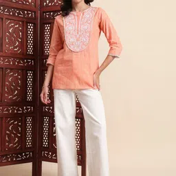 AAYUMI Women Floral Embroidered Thread Work Pure Cotton Straight Kurti-picture-50