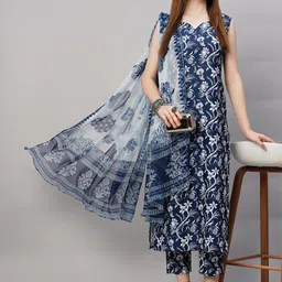Anni Designer Women Floral Printed Regular Kurta with Trousers & With Dupatta-15