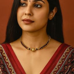 NINAMAAYRA Gold-Plated Artificial Stones & Beads Mani Mala Thushi Mangalsutra-image-81