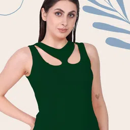 Moda Rapido Solid Round Neck Tank Crop Top-image-61