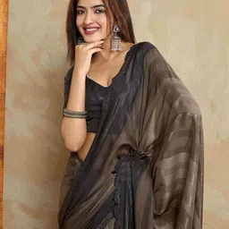 all about you Striped Beads and Stones Pure Chiffon Saree-image-84