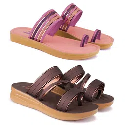 BERSACHE Women Pack Of 2 One Toe Flats-image-49
