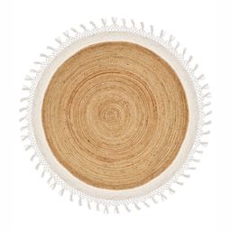 Art Avenue Lesotho Beige & White Textured Tassels Round Floor Jute Carpet-22