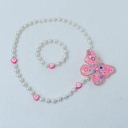 Daizy Girls Butterfly Pearls Beaded Necklace With Bracelet Jewellery Set-image-11