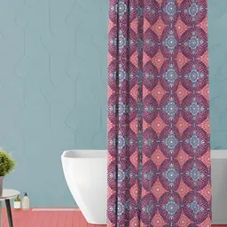 ArtzFolio Red and Purple Geometric Printed Waterproof Shower Curtain-22