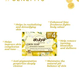 Atulya Set of 4 Detoxifying Lemon Handmade Soap with Essential Oils - 125 g each image 2