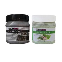 FEELHIGH Set Of 2 Herbal Scrub & Charcoal Scrub-500 ml Each-12